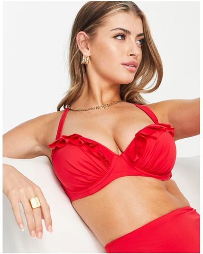 Pour Moi Fuller Bust Space Underwi Padded Bikini Top - Red
