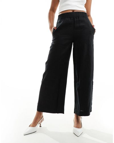 Whistles Linen Pocket Kick Flare Trousers - Black