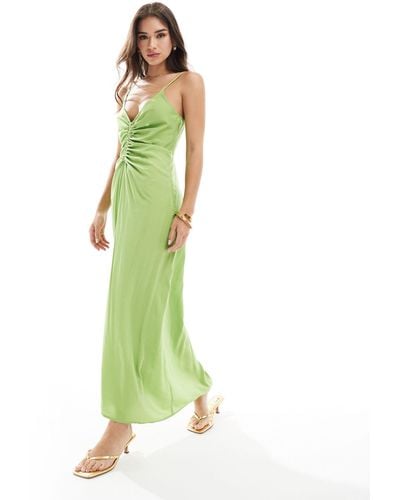 Y.A.S Cami Maxi Dress With Ruched Front - Green