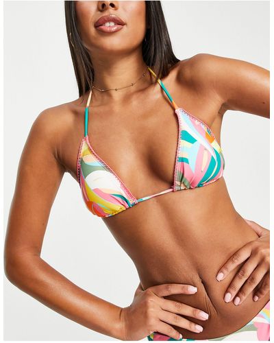 Accessorize – es triangel-bikinioberteil mit tropischem muster - Mehrfarbig