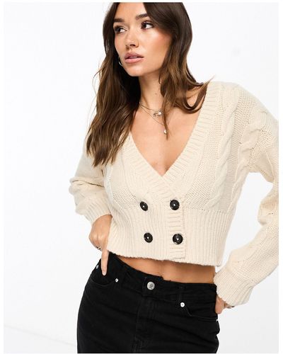 Vila Double Breasted Cable Knit Cardigan - Black