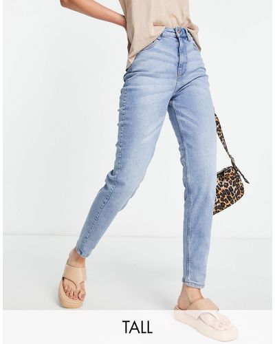 Pieces – kesia – mom-jeans mit hohem bund - Blau