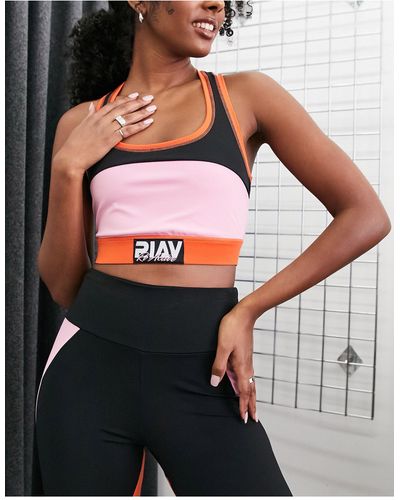 River Island Active Co-ord Color Block Sports Bra - Pink