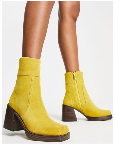 ASOS Region Suede Mid-heel Boots - Yellow