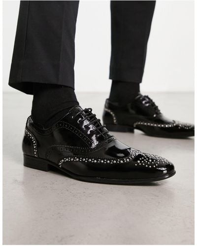 Truffle Collection Studded Oxford Lace Up Shoes - Black