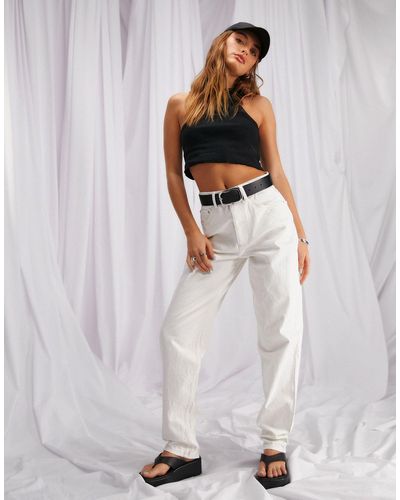 ASOS Cotton Blend High Rise 'slouchy' Mom Jeans - White