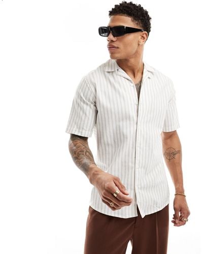 Only & Sons Short Sleeve Oxford Shirt - White