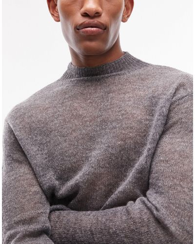 TOPMAN Sheer Roll Neck - Grey