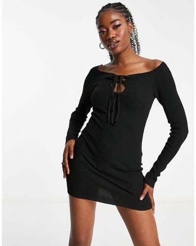 Pull&Bear Long Sleeved Mini Dress - Black