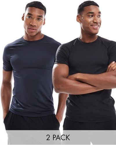 ASOS 4505 Icon Muscle Fit Training T-shirt 2 Pack With Quick Dry - Blue