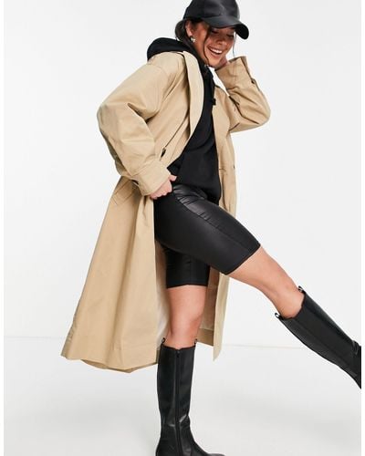 TOPSHOP Pleated Back Trench Coat - Natural
