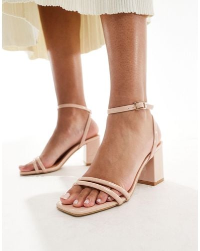 Truffle Collection Wide Fit Block Heel Sandal - Natural