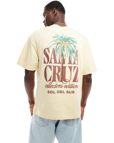 Jack & Jones Oversized T-shirt With Santa Cruz Back Print - Natural