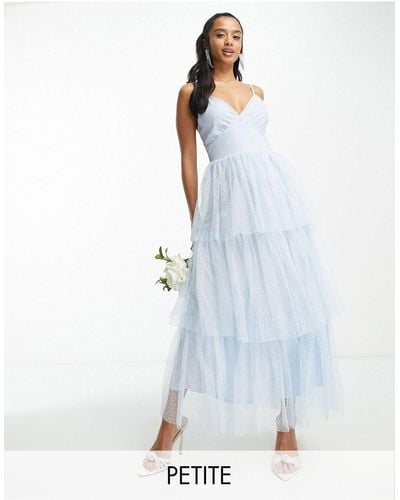 Vila Bridesmaid Tulle Dobby Maxi Dress With Tiered Skirt - White