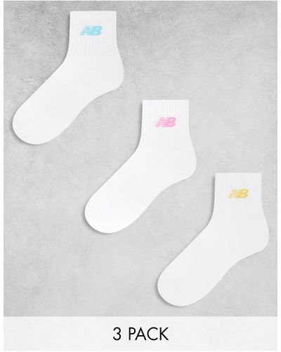 New Balance Confezione da 3 paia di calzini blu, rosa e gialli - Bianco