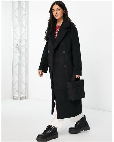 Monki Oversized Long Coat - Black
