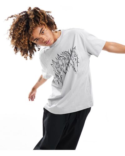 Weekday Oversized T-shirt With Dreamer Graphic Print - Gray