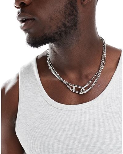 ASOS Curb And Ball Chain Necklace - Brown