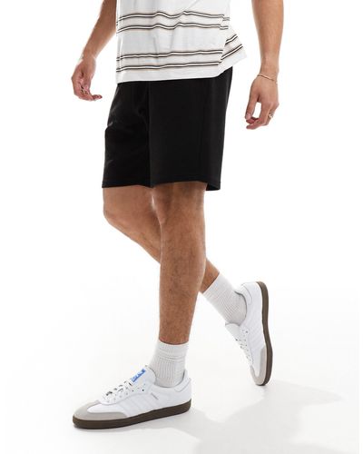 Threadbare Jersey Ribbed Shorts With Elasticated Waist - Black