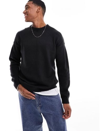 Only & Sons Oversized Drop Shoulder Knit Sweater - Black