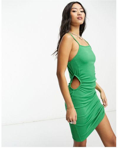Naanaa Side Cut Out Mini Dress - Green