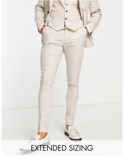 ASOS Super Skinny Linen-mix Suit Pants - Natural