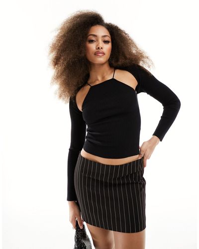 4th & Reckless Caro Ribbed Top With Shrug - Black