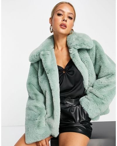 Whistles Faux Fur Jacket With Collar - Green