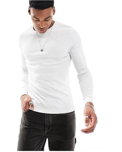 ASOS Muscle Fit Long Sleeve T-shirt - White