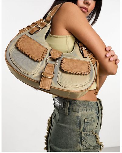 ASOS 90s Shoulder Bag With Pocket Detailing - Brown