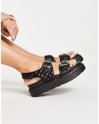 New Look Quilted Buckle Sandals - Natural