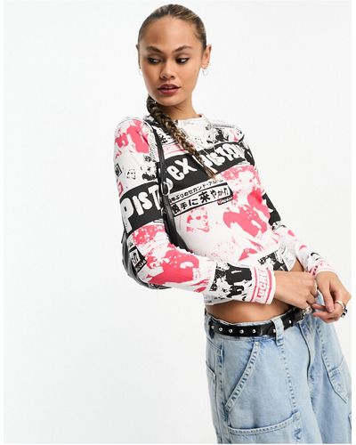 ASOS Long Sleeve Top Co-ord With Sex Pistols License Graphic - White