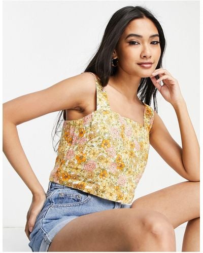 & Other Stories Linen Strappy Top - Yellow