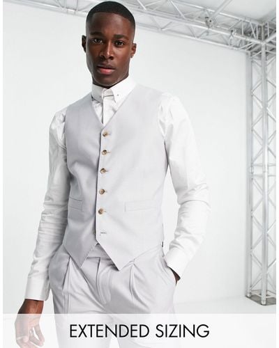Noak 'camden' Skinny Premium Fabric Waistcoat - White