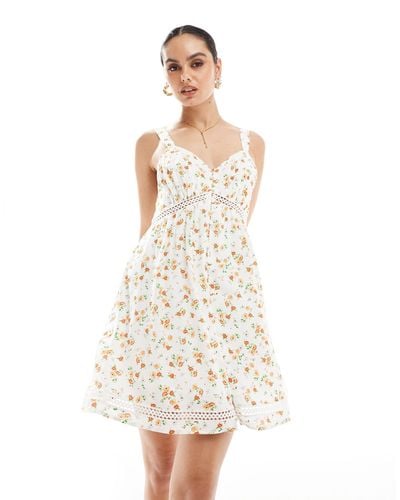 Superdry Lace Trim V-neck Cami Dress - White