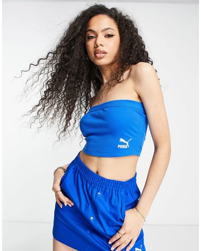 PUMA Acid Bright Ribbed Bandeau - Blue