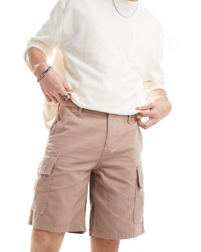 ASOS Pantaloncini cargo ampi taglio lungo color cuoio - Bianco