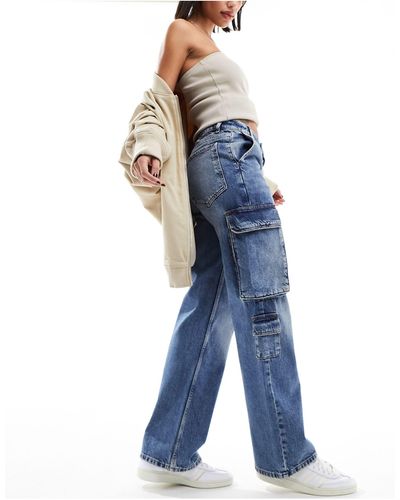 New Look Jeans cargo lavaggio vintage - Blu