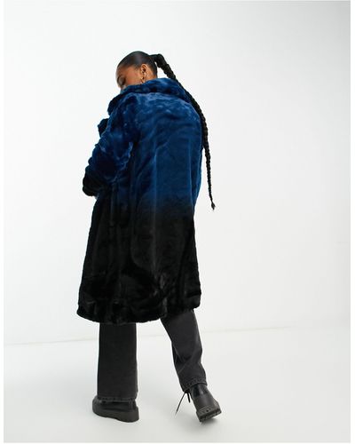 Urbancode Urban Code Longline Faux Fur Coat - Blue