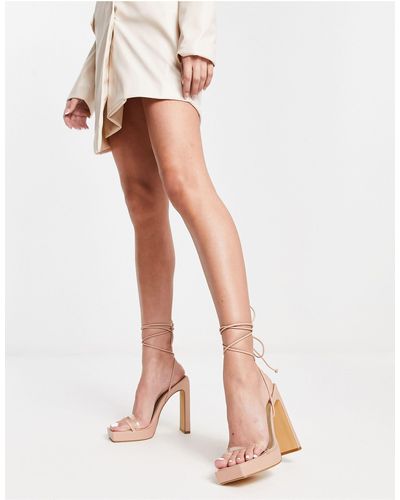 EGO Total Flirt Clear Strap Heel Sandals - White