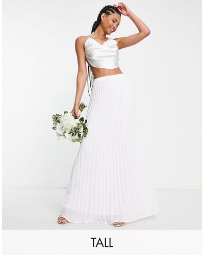 TFNC London Bridesmaid Pleated Maxi Skirt - White