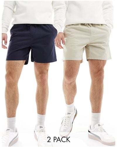 Another Influence 2 Pack Cotton Twill Chino Shorts - White