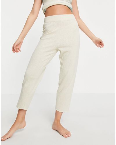 Monki Ally Knitted Lounge Pants - Natural