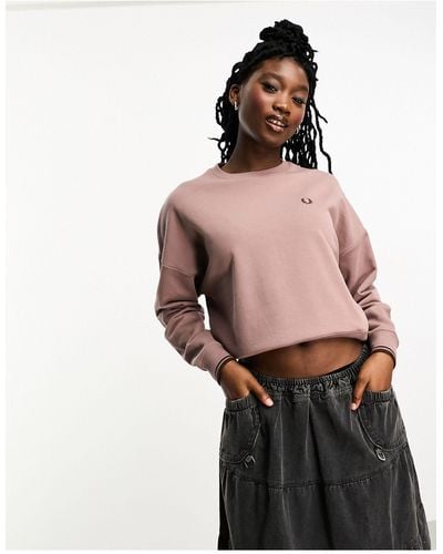 Fred Perry Tipped Crew Neck Sweatshirt - Pink