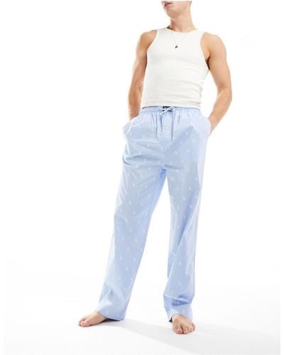 Polo Ralph Lauren Pyjama Trouser With All Over Logo - Blue