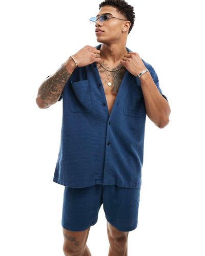 ASOS – kurzärmliges, locker geschnittenes hemd - Blau