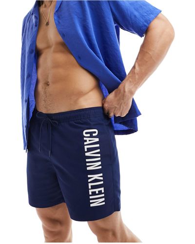 Calvin Klein Intense Power Medium Drawstring Swim Shorts - Blue