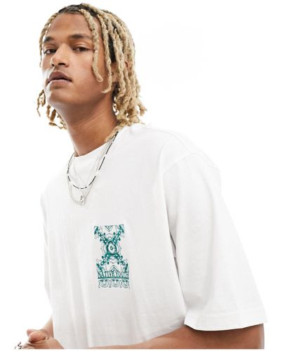 Native Youth Embroidered Detail Relaxed Fit T-shirt - White