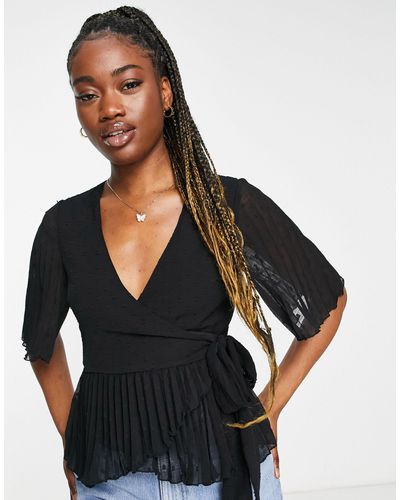 ASOS Blusa negra cruzada - Negro