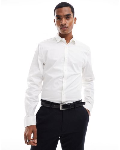 New Look – langärmliges popeline-hemd - Weiß
